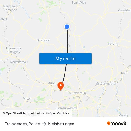 Troisvierges, Police to Kleinbettingen map
