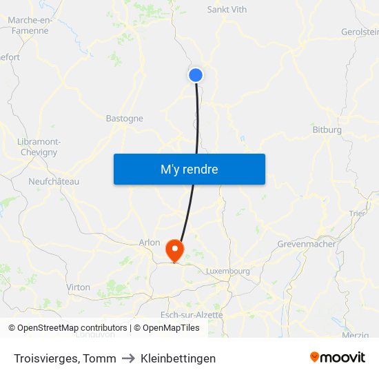 Troisvierges, Tomm to Kleinbettingen map