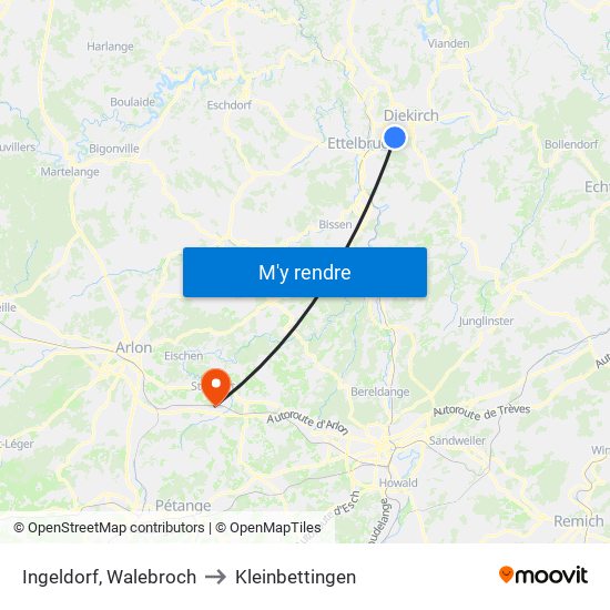 Ingeldorf, Walebroch to Kleinbettingen map