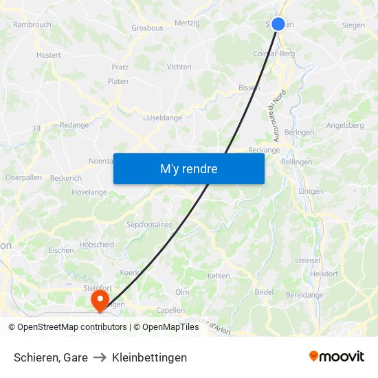 Schieren, Gare to Kleinbettingen map