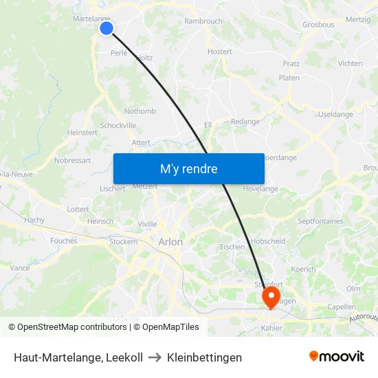 Haut-Martelange, Leekoll to Kleinbettingen map