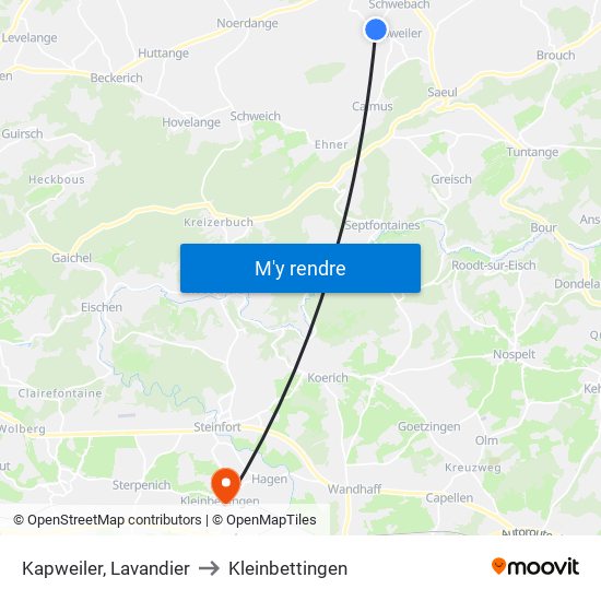 Kapweiler, Lavandier to Kleinbettingen map