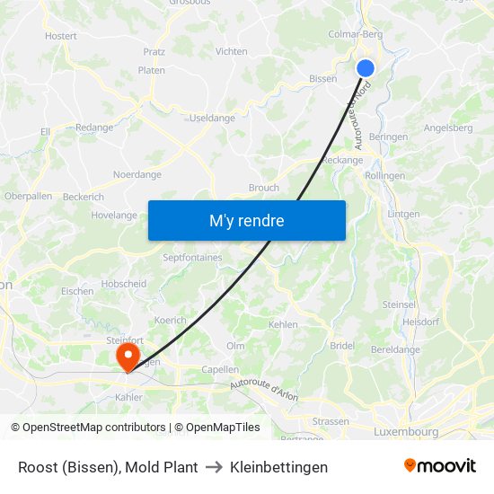 Roost (Bissen), Mold Plant to Kleinbettingen map