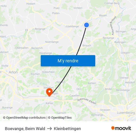 Boevange, Beim Wald to Kleinbettingen map