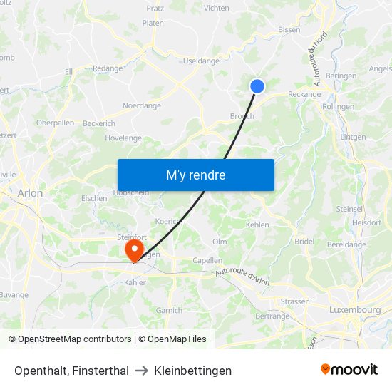 Openthalt, Finsterthal to Kleinbettingen map