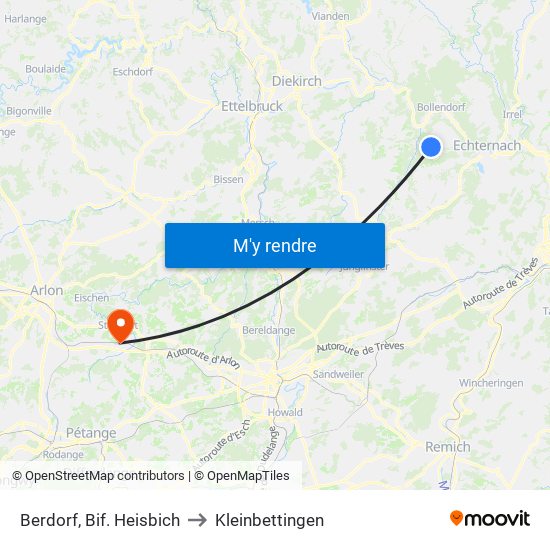 Berdorf, Bif. Heisbich to Kleinbettingen map