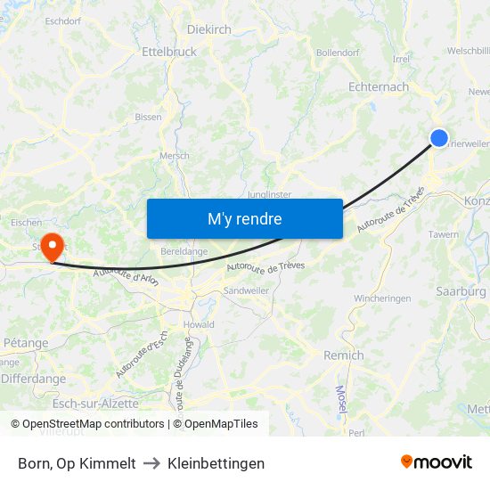 Born, Op Kimmelt to Kleinbettingen map