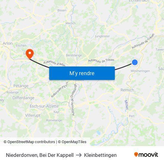 Niederdonven, Bei Der Kappell to Kleinbettingen map