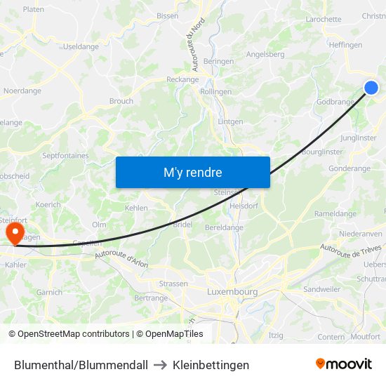 Blumenthal/Blummendall to Kleinbettingen map