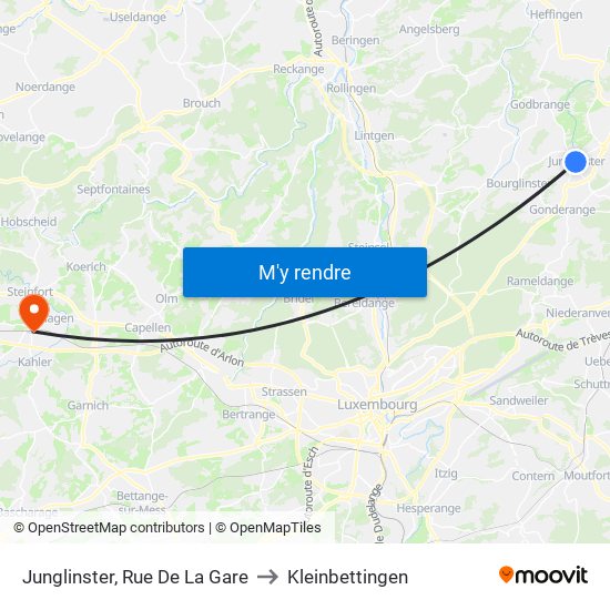 Junglinster, Rue De La Gare to Kleinbettingen map