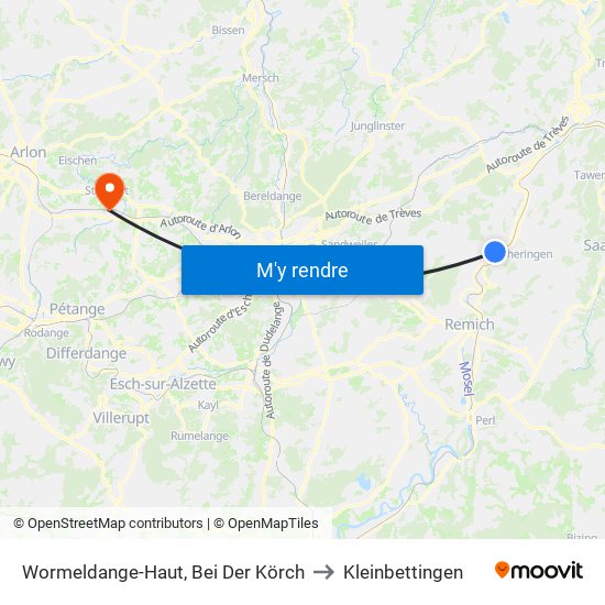 Wormeldange-Haut, Bei Der Körch to Kleinbettingen map