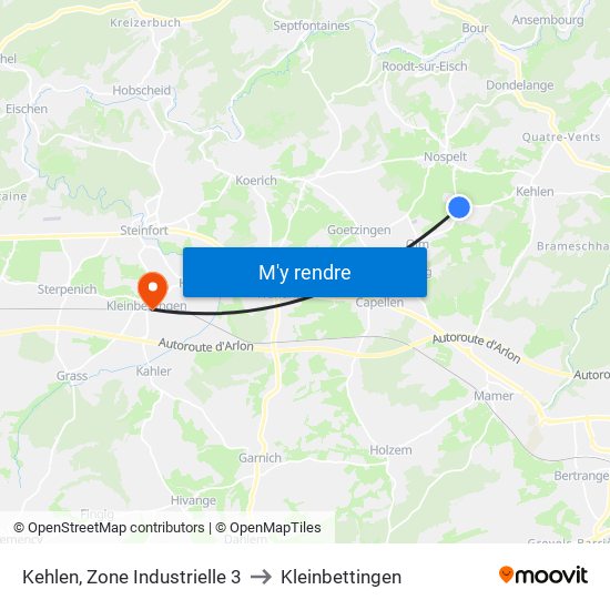 Kehlen, Zone Industrielle 3 to Kleinbettingen map