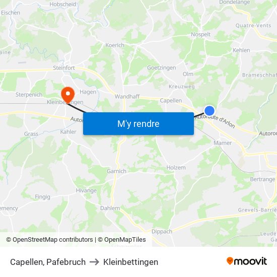 Capellen, Pafebruch to Kleinbettingen map
