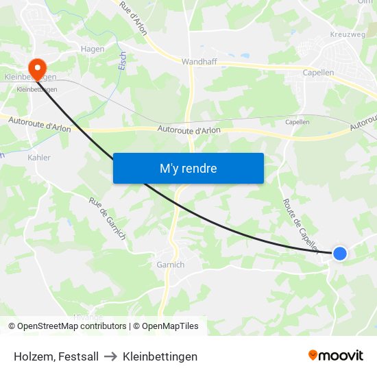 Holzem, Festsall to Kleinbettingen map