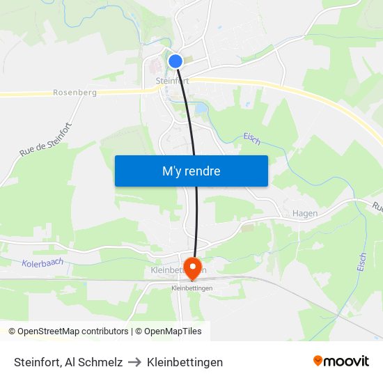 Steinfort, Al Schmelz to Kleinbettingen map