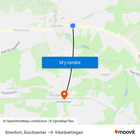 Steinfort, Äischzenter to Kleinbettingen map