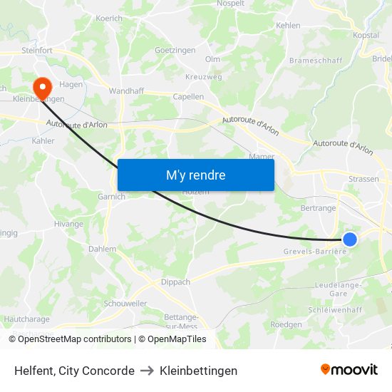 Helfent, City Concorde to Kleinbettingen map