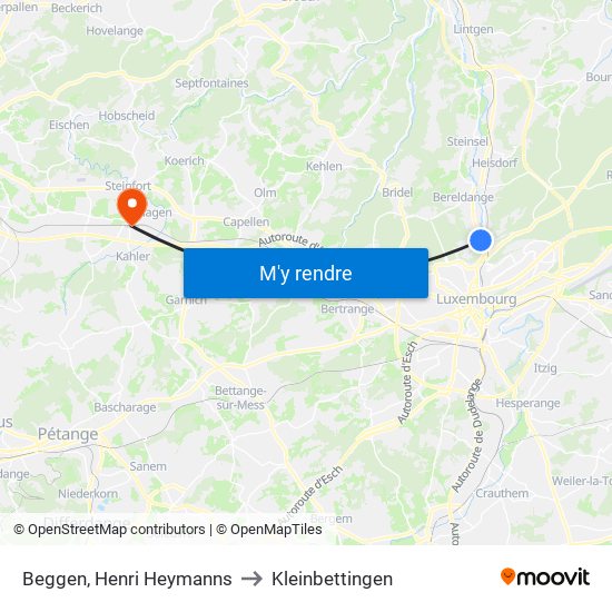 Beggen, Henri Heymanns to Kleinbettingen map