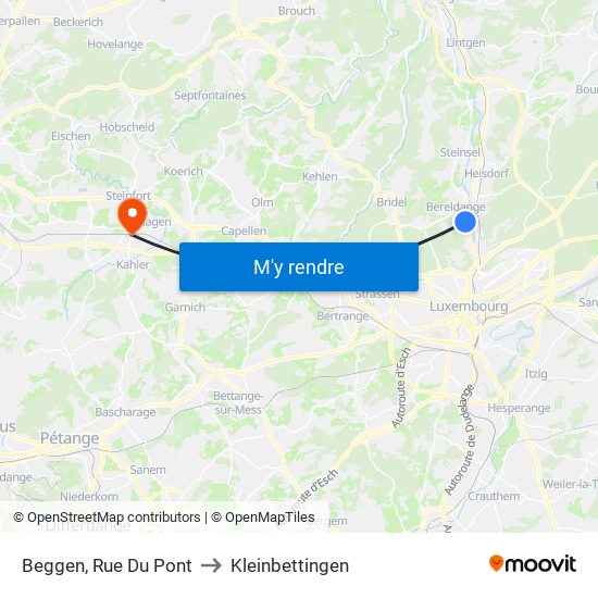 Beggen, Rue Du Pont to Kleinbettingen map