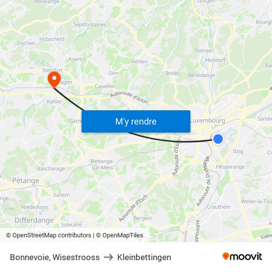 Bonnevoie, Wisestrooss to Kleinbettingen map