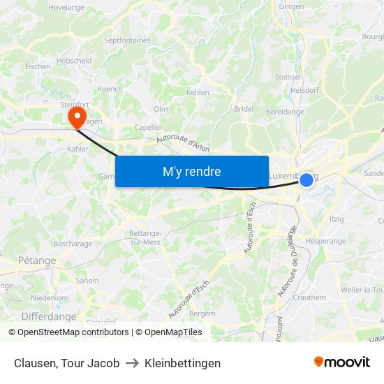 Clausen, Tour Jacob to Kleinbettingen map