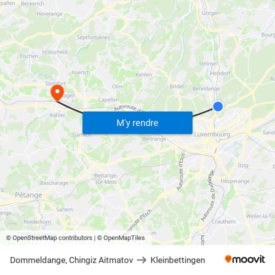 Dommeldange, Chingiz Aitmatov to Kleinbettingen map