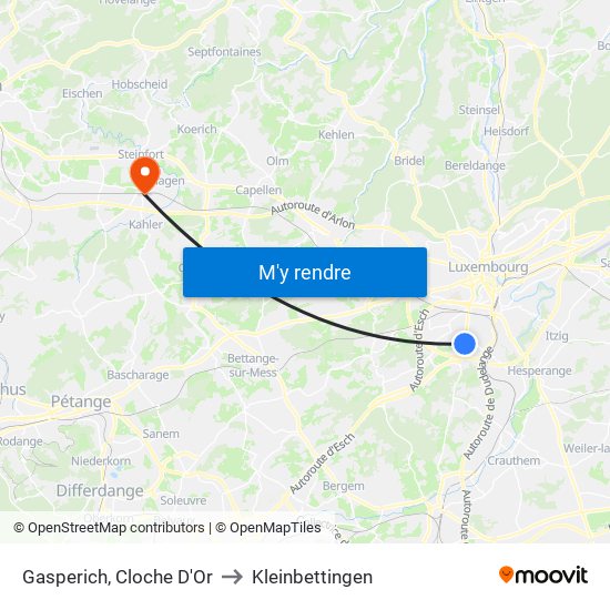 Gasperich, Cloche D'Or to Kleinbettingen map