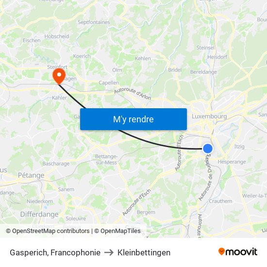Gasperich, Francophonie to Kleinbettingen map