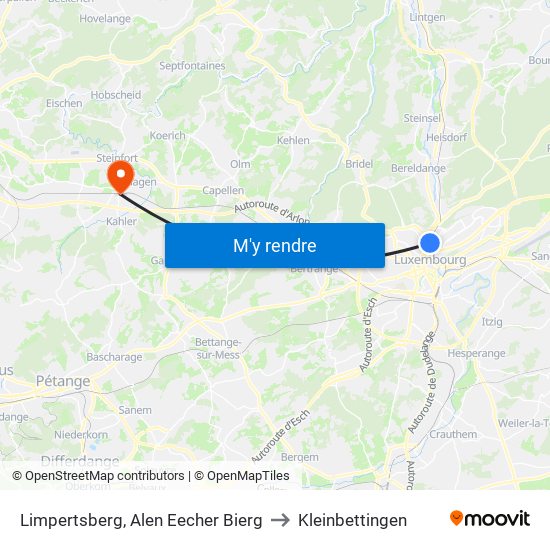 Limpertsberg, Alen Eecher Bierg to Kleinbettingen map