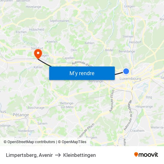 Limpertsberg, Avenir to Kleinbettingen map
