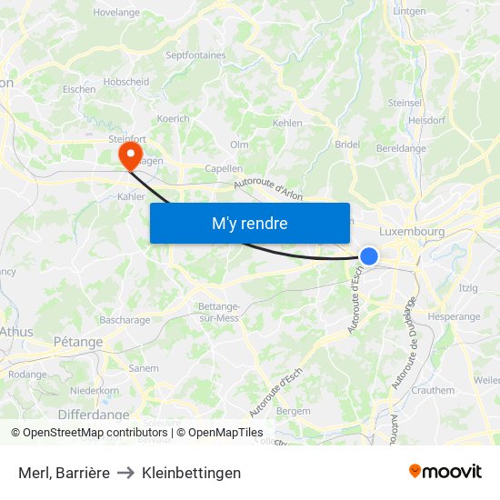 Merl, Barrière to Kleinbettingen map