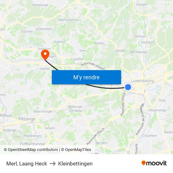 Merl, Laang Heck to Kleinbettingen map