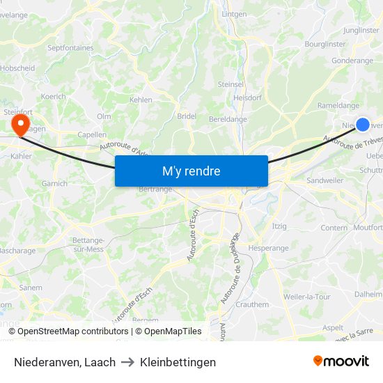 Niederanven, Laach to Kleinbettingen map