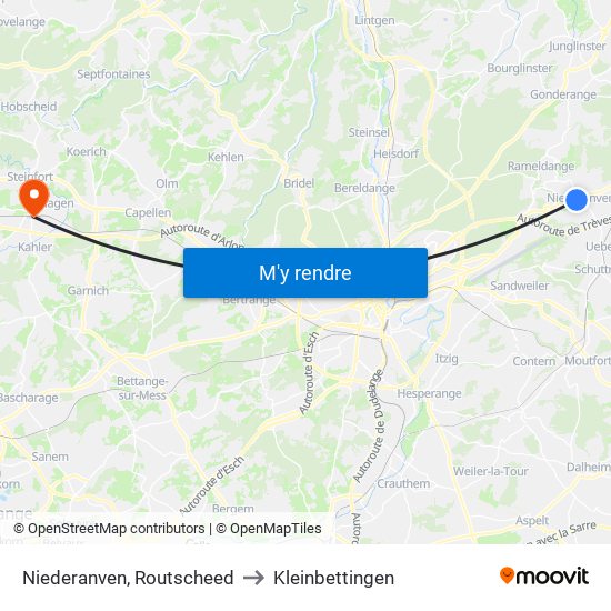 Niederanven, Routscheed to Kleinbettingen map