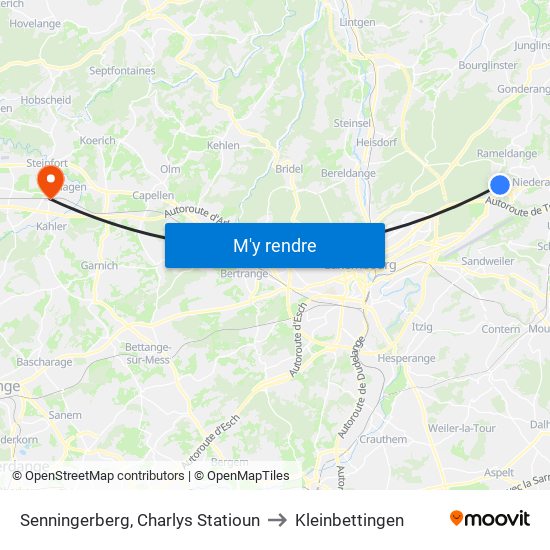 Senningerberg, Charlys Statioun to Kleinbettingen map