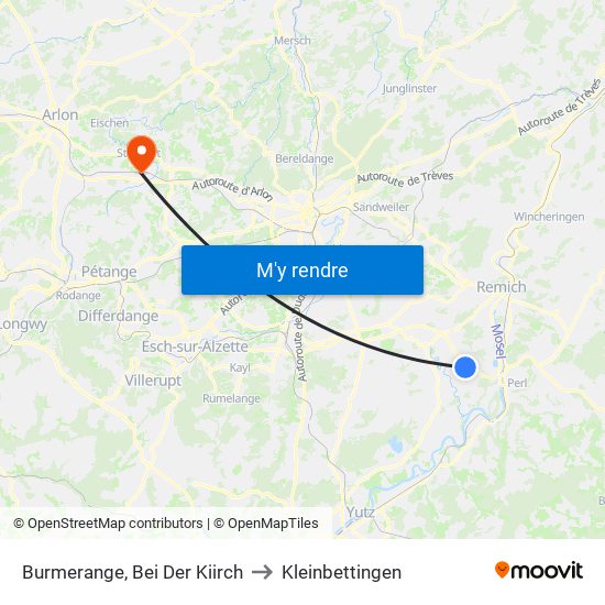 Burmerange, Bei Der Kiirch to Kleinbettingen map