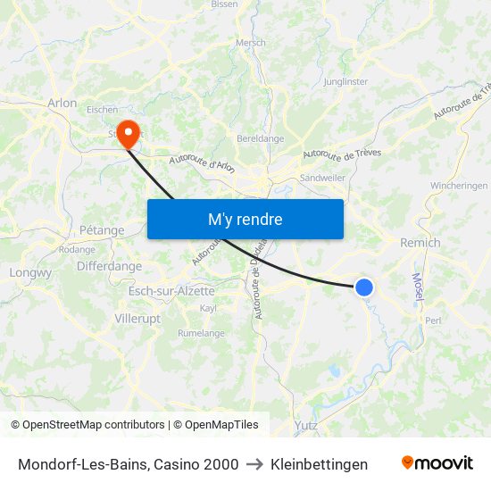 Mondorf-Les-Bains, Casino 2000 to Kleinbettingen map