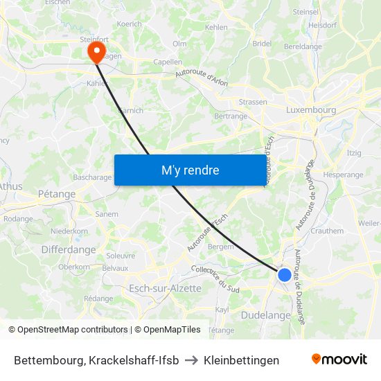 Bettembourg, Krackelshaff-Ifsb to Kleinbettingen map