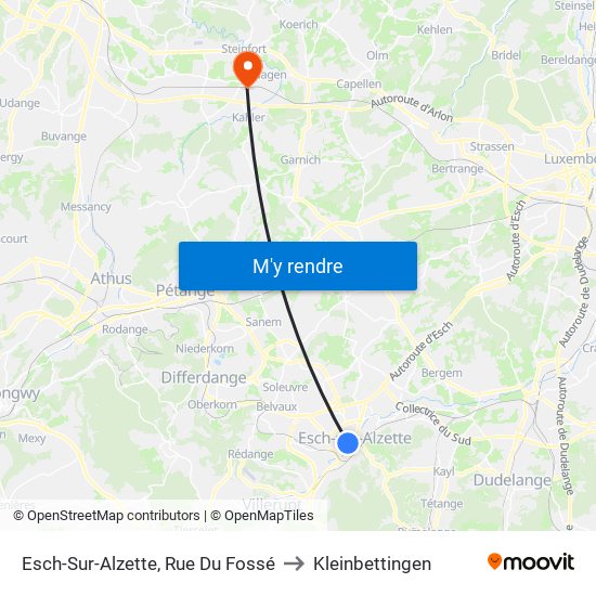 Esch-Sur-Alzette, Rue Du Fossé to Kleinbettingen map