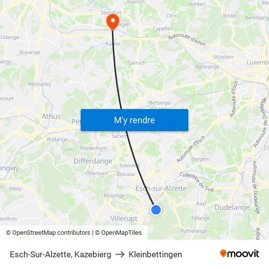 Esch-Sur-Alzette, Kazebierg to Kleinbettingen map