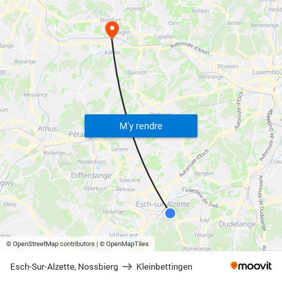 Esch-Sur-Alzette, Nossbierg to Kleinbettingen map