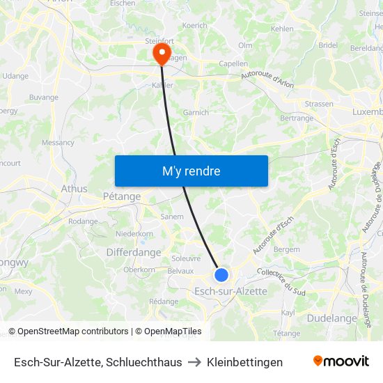 Esch-Sur-Alzette, Schluechthaus to Kleinbettingen map
