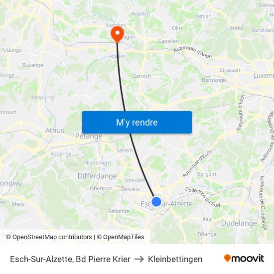 Esch-Sur-Alzette, Bd Pierre Krier to Kleinbettingen map