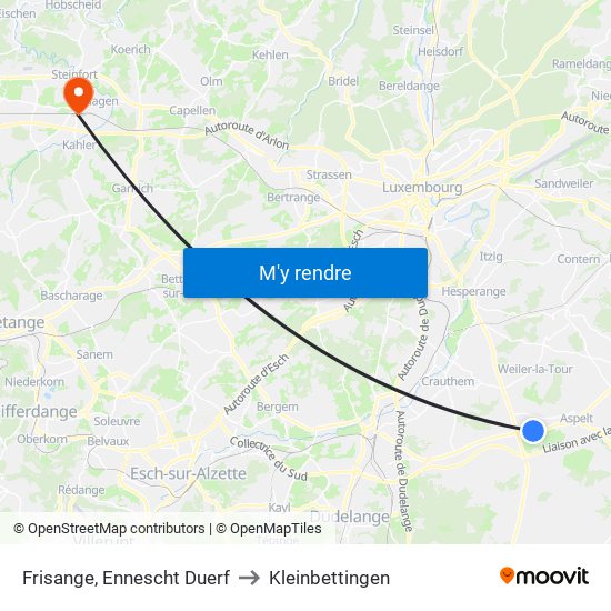Frisange, Ennescht Duerf to Kleinbettingen map