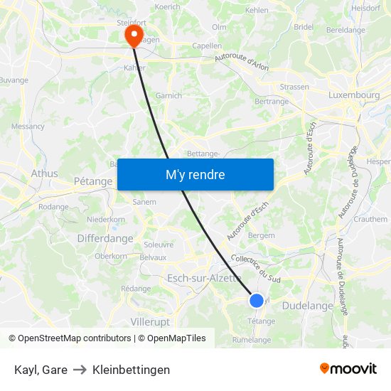 Kayl, Gare to Kleinbettingen map