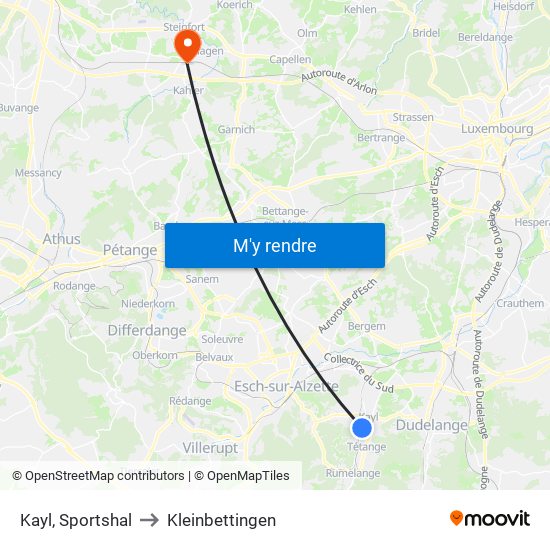 Kayl, Sportshal to Kleinbettingen map
