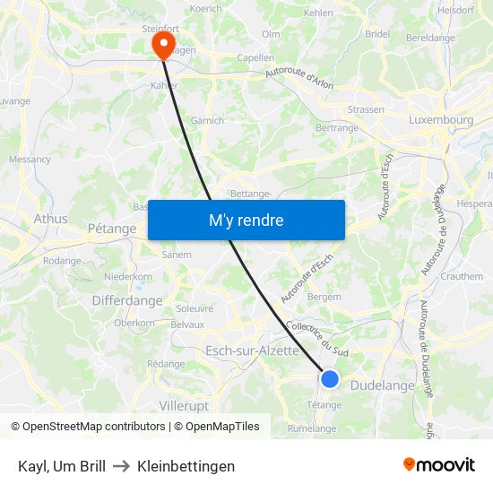 Kayl, Um Brill to Kleinbettingen map