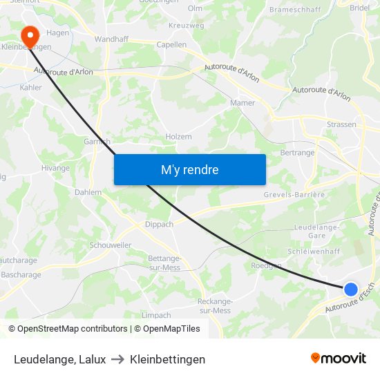 Leudelange, Lalux to Kleinbettingen map