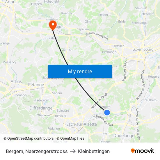 Bergem, Naerzengerstrooss to Kleinbettingen map