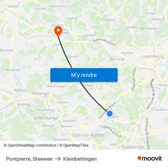 Pontpierre, Steewee to Kleinbettingen map